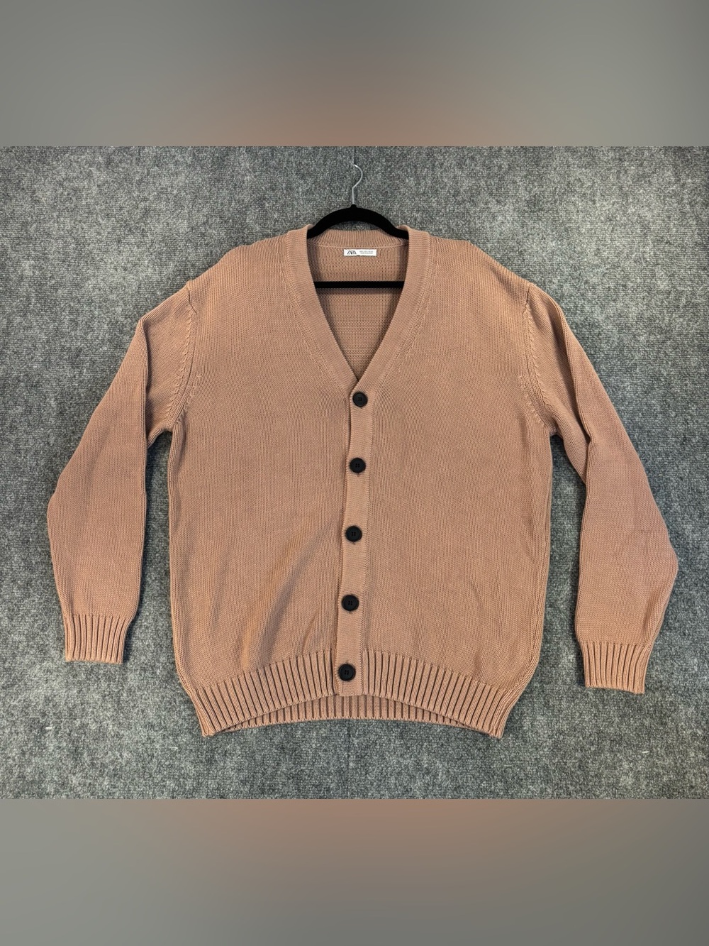 Zara 100% Cotton Textured Cardigan Pale Pink NWOT Men’s Sz L